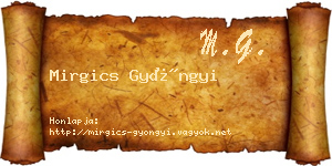 Mirgics Gyöngyi névjegykártya
